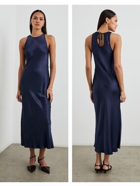 Rails Solene Midi dress In Navy Blue Biast Cut Small